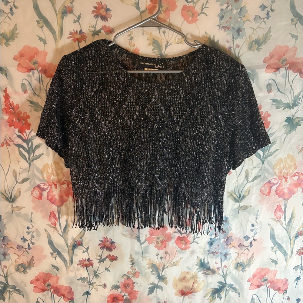 Vintage Black Fringe Women's Top